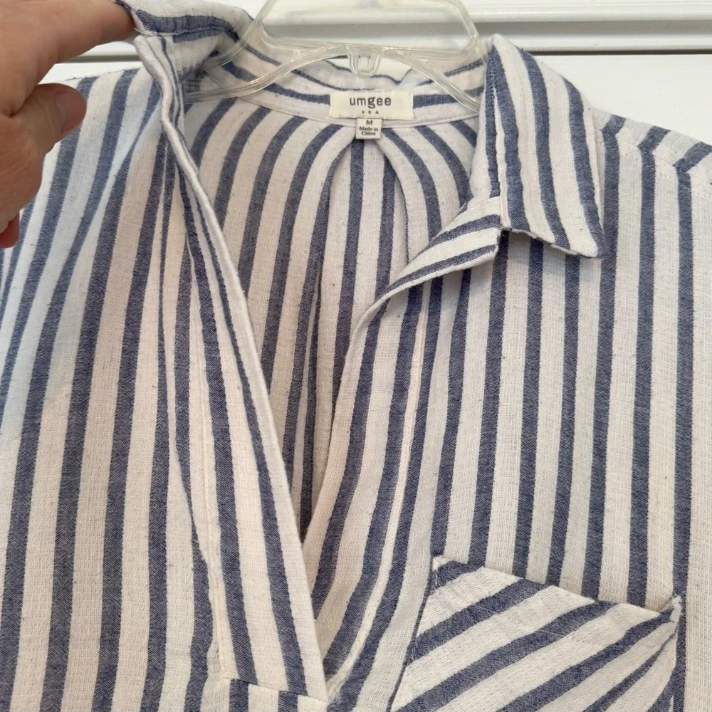 Umgee Blue Striped Tunic Top M - Picture 6 of 12